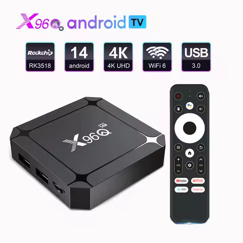 X96 Q 2GB 16GB Android 14 Smart TV Box RK3518 Quad Core 4KX2K 100M LAN 2.4G 5G Wifi6 USB3.0 X96Q Set