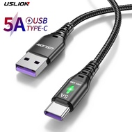 Uslion สาย USB Type C 5A สำหรับโทรศัพท์มือถือ, สายชาร์จข้อมูลสำหรับ Samsung S22 Xiaomi 12 Pro poco F3 X4 GT OnePlus 10 realme 3M