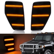 2pcs For Hummer H3 2005-2010 H3T 2009-2010 Smoked Lens Amber LED Front Bumper Fender Side Marker Lig
