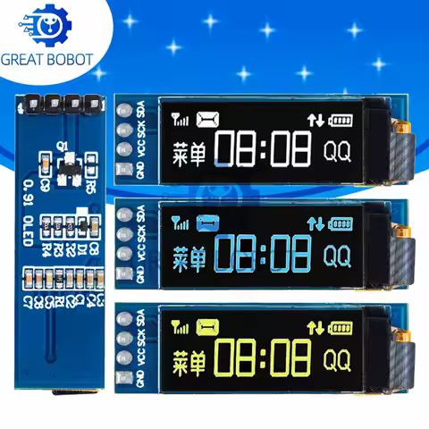 BS 1PCS 0.91 inch OLED module 0.91" white blue OLED 128X32 OLED LCD LED Display module 0.91" IIC Com