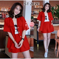 KEMEJA LNL - 2in1 Zeze Shorts and Outer Top Set Active Button Shirt UK Fit L To XL LD 100 CM PJ 60 C