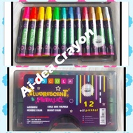crayon oil pastel pascola fluorescent metalic neon stabilo warna cerah