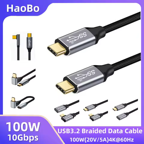 5A Type C Male Female 90 Angle Cable USB C Extension Cable Fast Charging USB Type C 3.1 PD100W Quick