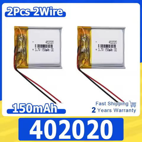 2pcs 3.7v 150mah 0.555Wh Li-polymer Rechargeable Li Lithium Battery 402020 For Mouse Bluetooth Speak