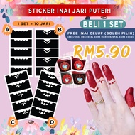 Stiker Inai Jari (10 Pcs)  Free 1 Inai Celup Jari Cantik - Stiker Inai Jari Puteri Untuk Inai Jari