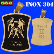 Zodiac - Gold stainless steel Gemini pendant (Gemini)