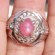 Cincin Batu Permata Pink Ruby Star Asli dan Natural.