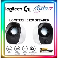 Logitech Z120 Compact PC Stereo Speakers, 3.5mm Audio Input, USB Powered, Integrated Controls(980-00
