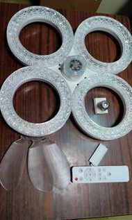 E27大螺絲頭48W三色變光三扇葉風扇燈連遙控(圓)light fan