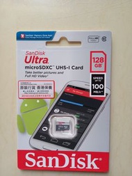 [電子用品] 全新正版原裝行貨 SanDisk Ultra microSDXC UHS-I Card 128GB SIM卡，送叉電線