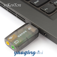 Yaoq อะแดปเตอร์ต่อเสียง USB อะแดปเตอร์ตัวแปลงภายนอกการ์ดเสียงยูเอสบี2.0พร้อมไมโครโฟนสวมศีรษะขนาด3.5มม. สำหรับโน้ตบุ๊กพีซีไมโครโฟนสำหรับคอมพิวเตอร์