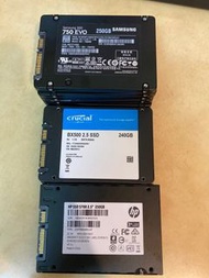 (最新返貨)Crucial bx500, HP S700 , samsung 750 evo , ssd 240gb/ 250gb 2.5吋 hard disk 電腦 固態硬碟 desktop