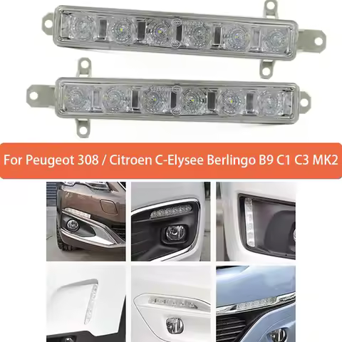 Daytime Running Light Assembly For Peugeot 308 2013-2020 For Citroen C-Elysee Berlingo B9 C1 C3 MK2 