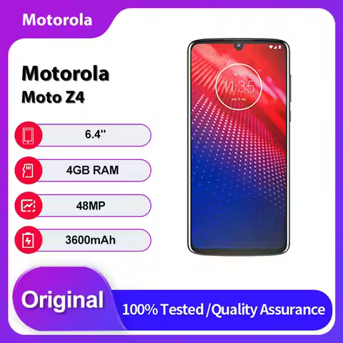 Original Unlocked Motorola Moto Z4 XT1980-4 Fingerprint Bluetooth 3600mAh 48MP Mobile Phone 6.4 inch