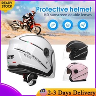 produk kesehatan With Visor Helmet BYB Motor Protective Helmet HD Sun Screen Double Lenses  Half helmet 頭盔摩托車 Motorcycles Electromobile