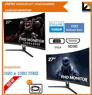 (New) VAIOLED  27inch Curved Gaming Monitor 75hz  (2560X1080) PS4/PS5/Xbox HDMI+DP Lcd Monitor