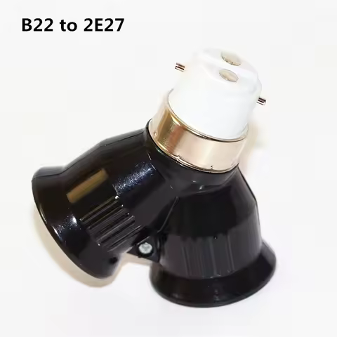 1Pcs Fireproof ABS Material B22 to 2E27 Lamp Holder Converter Black LED Bulb Lamp Base B22 to 2 E27 