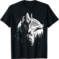 Coyote Animal Motif Art Music Headphone Coyote T-Shirt