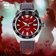 Heimdallr Monster Diver Watch Burgundy Red Dial Leather Strap Luxury Top Brand Men Automatic Mechani