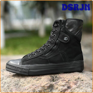 DSRJN รองเท้ารองเท้าผ้าใบใหม่รองเท้า Espadrilles Zapatos Chaussure Homme ผู้ชายสีดำล้วนรองเท้าผ้าใบลำลองผ้าใบแบนรองเท้าขนาดใหญ่37-46 TDJND