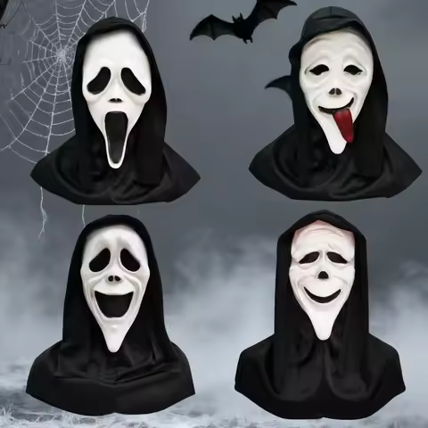 Scary Movie Ghost Smiley Face Scream Mask Halloween Cosplay Horror Fun Costume