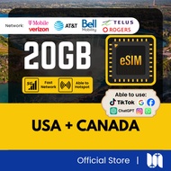 【USA + Canada eSIM】【✅T1KTOK】【Total 20GB - 5G Data】【✅Hotspot】USA & Canada eSIM for Tourist eSIM 美国 加拿