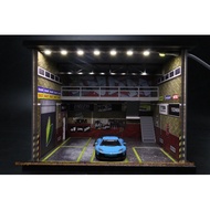 G-fans 1: 64 with Light JDM Car Model Scene Diorama Assembly Model Scene 710018
