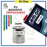Lem-On PU Glue (280ml) Primer 511 (250ml) Gum Kasut for PU, PVC, Tarpaulin, ABS, Leather, Rubber, Ny