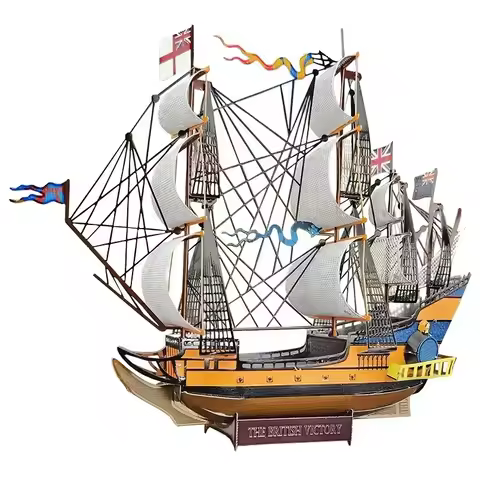 Multicolor HMS VICTORY Warship 3D Metal Model Puzzle DIY Handmade Assembled Military Warship Model J