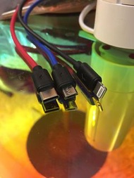 3色1.2米充電綫一拖三數據線type C/android/iphone分色線