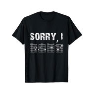 Men's Black Cotton T-Shirt with Funny "Sorry, I-DGAF" Guitar Chords Design - 100% Cotton Loose Fit C