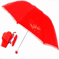 lightweight umbrella knirps umbrella Wedding Bride Umbrella Wedding Red Sunny Umbrella Lace Printed 