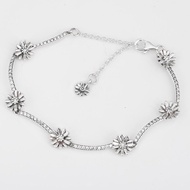Original Sparkling Daisy Flower With Crystal Bracelet Fit 925 Sterling Silver Bead Charm Bangle Diy Europe Jewelry