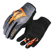 Kawasaki FEHER Riding Gloves Grey Orange/Black Red CX-01