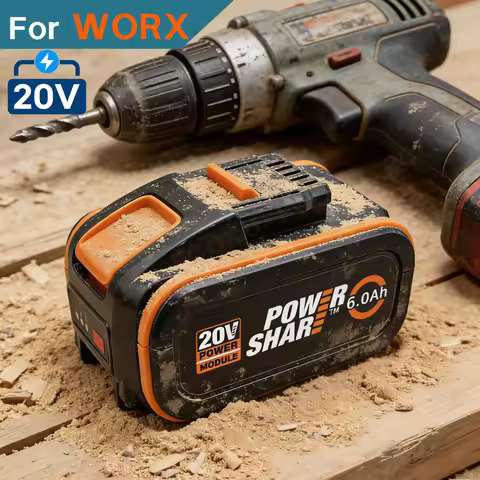 For Worx 20V 6.0Ah Lithium Battery Power Share WA3551 WA3553 Compatible with WX386 WX390 WX175 WX372