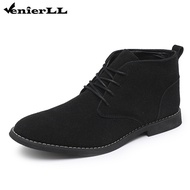 Ready Stock Real Shot Korean Style Handsome British Style Chelsea Pointed Leather Boots Cowboy Boots