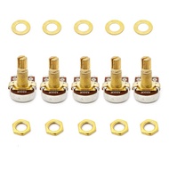 5pcs A500K Potentiometer Splined Pot Electric Guitar Bass Effect Amp Tone Volume