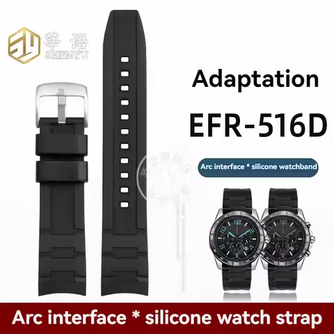Shenyu Arc interface Silicone Watch Strap For Casio Edifice 5066 EFR-516D Watch Band 22mm Men’s Repl