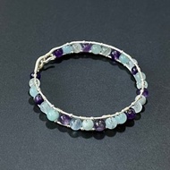 客製 手工金屬繞線 天然石 海藍寶 紫水晶 手鐲