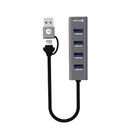 Mazer M-UC2OTG-Duo/Dual-Connects (USB-C+USB-A) to USB-A X 4 ports with 5Gbps Data-Grey