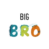 SHIRT DESIGN IDEA TEMPLATE [EDITABLE] Green Orange Blue Kid Big Brother Dinosaur Design T-Shirt