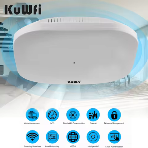KuWfi 3000Mbps WiFi 6 Ceiling Access Point | Dual Band 2.4G&5G Gigabit LAN | 48V POE Powered | Built