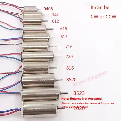 DC 3V-3.7V Mini Coreless Motor 412,612,615,716,720,816,8520,1020 High Speed Micro Motor RC Drone Qua
