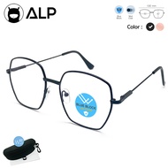 [โค้ดส่วนลดสูงสุด 100] ALP Computer Glasses แว่นกรองแสง แว่นคอมพิวเตอร์ แถมกล่อง กรองแสงสีฟ้า Blue Light Block กันรังสี UV UVA UVB กรอบแว่นตา Vintage Style รุ่น ALP-BB0025