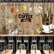Custom Wooden Coffee Cake Wallpaper Mural Coffee Shop Cafe Dessert House Cake Shop Background Wall s