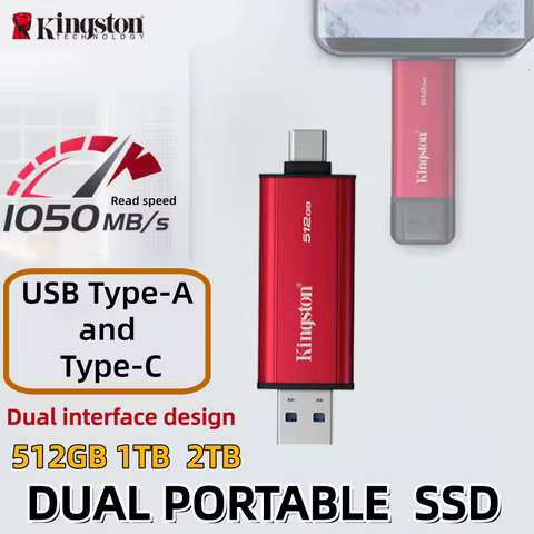 Kingston SPSD Dual Interface Portable Solid State Drive 512GB 1TB 2TB Read Speed Up to 1050MB/s USB 