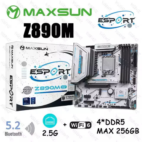 MAXSUN Z890 Motherboard Core Ultra Series2 LGA 1851 Support 4*DDR5 RAM 2.5G Lan Wi-Fi 6 Bluetooth 5.