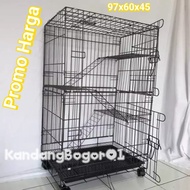3 Level Cat Cage Size L 100x60x45 cm + Wheels Fits 3-4 Folding Iron Cats Newest