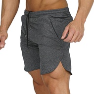 Men's 7" Gym Bodybuilding Shorts Split Hem Workout Lightweight Shorts Elastic Waistband With Zip Poc