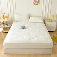 Waterproof Mattress Protector Elastic Solid Color Fitted Bedsheet Single/Super Single/Double/Queen/K